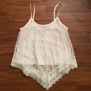 Spaghetti strap lace white crop