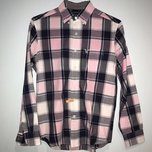 American Eagle Outfitters pink plaid button down