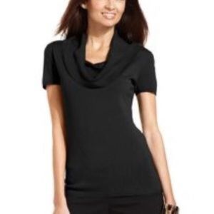 Express Cowl Neck Navy short sleeve sweater