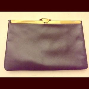 Vintage Etra navy leather clutch