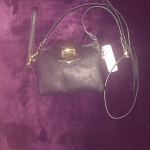 Black leather cross body bag