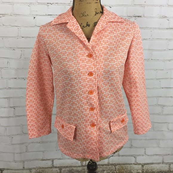 Vintage Geometric Patterned Button Up Jacket