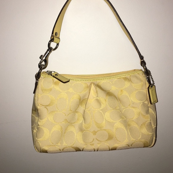 Coach Signature Top Handle Baguette Purse Yellow