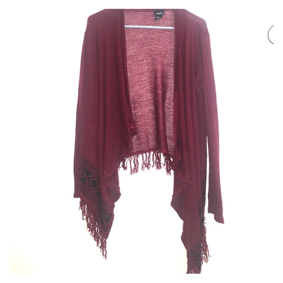 Maroon draped cardigan