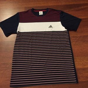 Mens Adidas Climalite navy stripe athletic shirt
