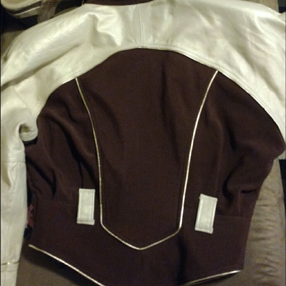 VINTAGE 80's Shimmery Two Toned Leather Jacket NWT - Picture 9 of 16