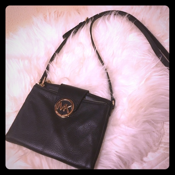 Michael Kors Fulton Black Leather Crossbody