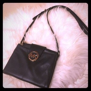 Michael Kors Fulton Black Leather Crossbody