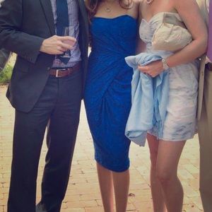 ASOS body con bright blue lace fitted dress