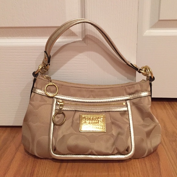 Beige/Gold Coach Purse!