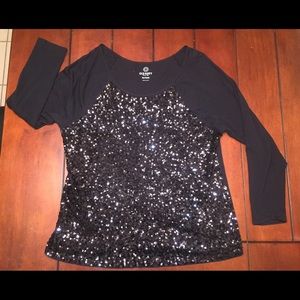 Old Navy Black Sequin Top