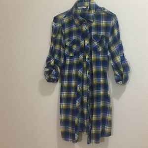 Knit flannel roll up sleeve