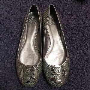 Tory Burch silver flats