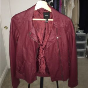 Maroon faux leather jacket