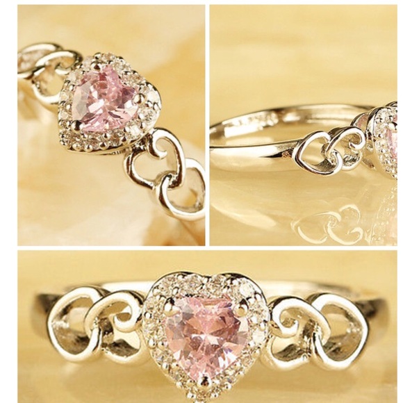 Heart Pink and White Ring 💍 💕valentines day - Picture 2 of 4