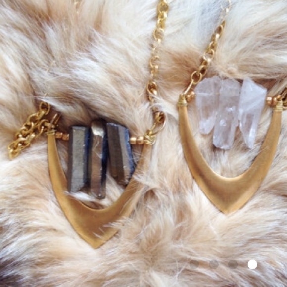 Geometric Raw Quartz Crystal Necklace