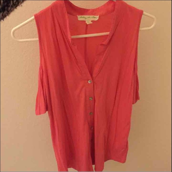 Pink Shoulder Cut-out Top