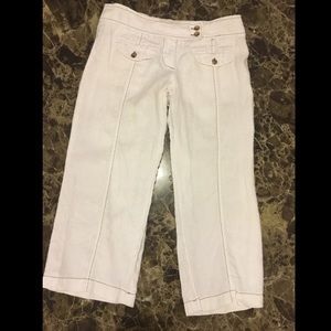 Women's, Forever 21 Linen White Capri, Size Medium