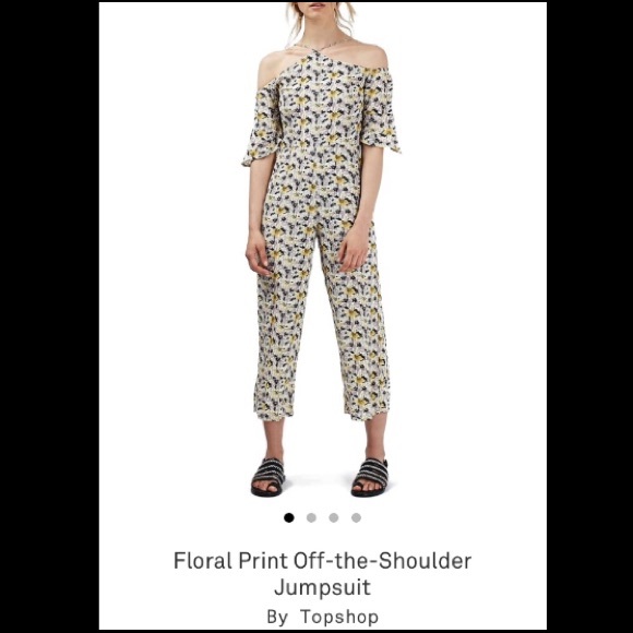 Floral Print Off The Shoulder Jumpsuit - Picture 1 of 4
