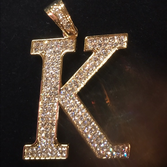 Beautiful Gold Letter K Hip Hop Bling Pendant