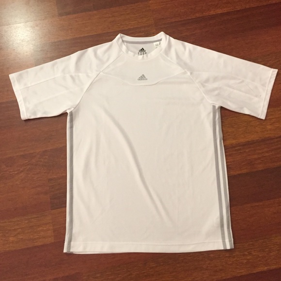 Mens Adidas athletic shirt white with grey accents