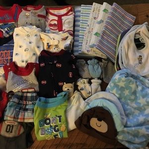 Large bundle of boys newborn clothes