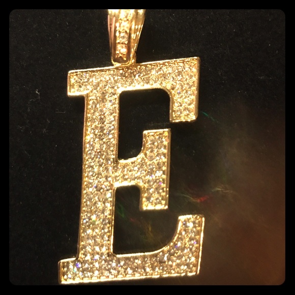Silver or Gold Pave F Letter Hip Hop Bling Pendant - Picture 1 of 2