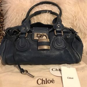 Chloe Paddington Medium Leather Navy blue