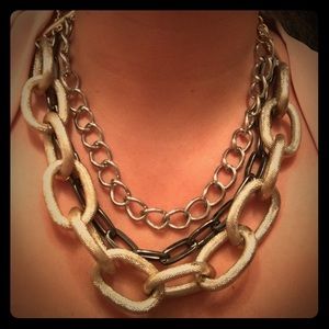 Layered chain linked statement necklace