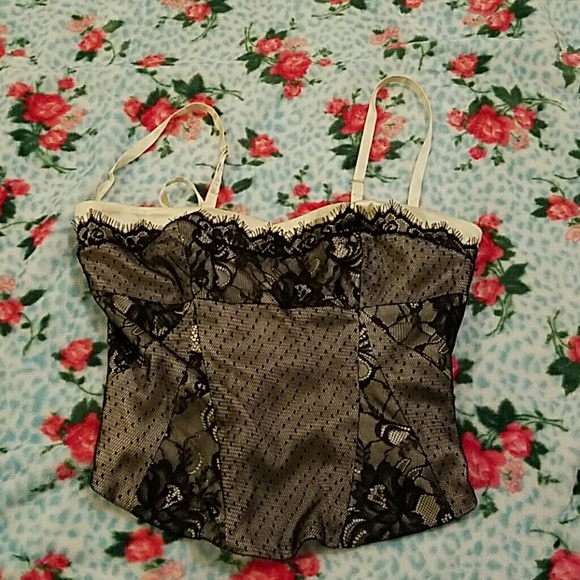 Ivory silk and lace bebe crop top