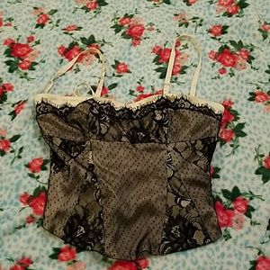 Ivory silk and lace bebe crop top