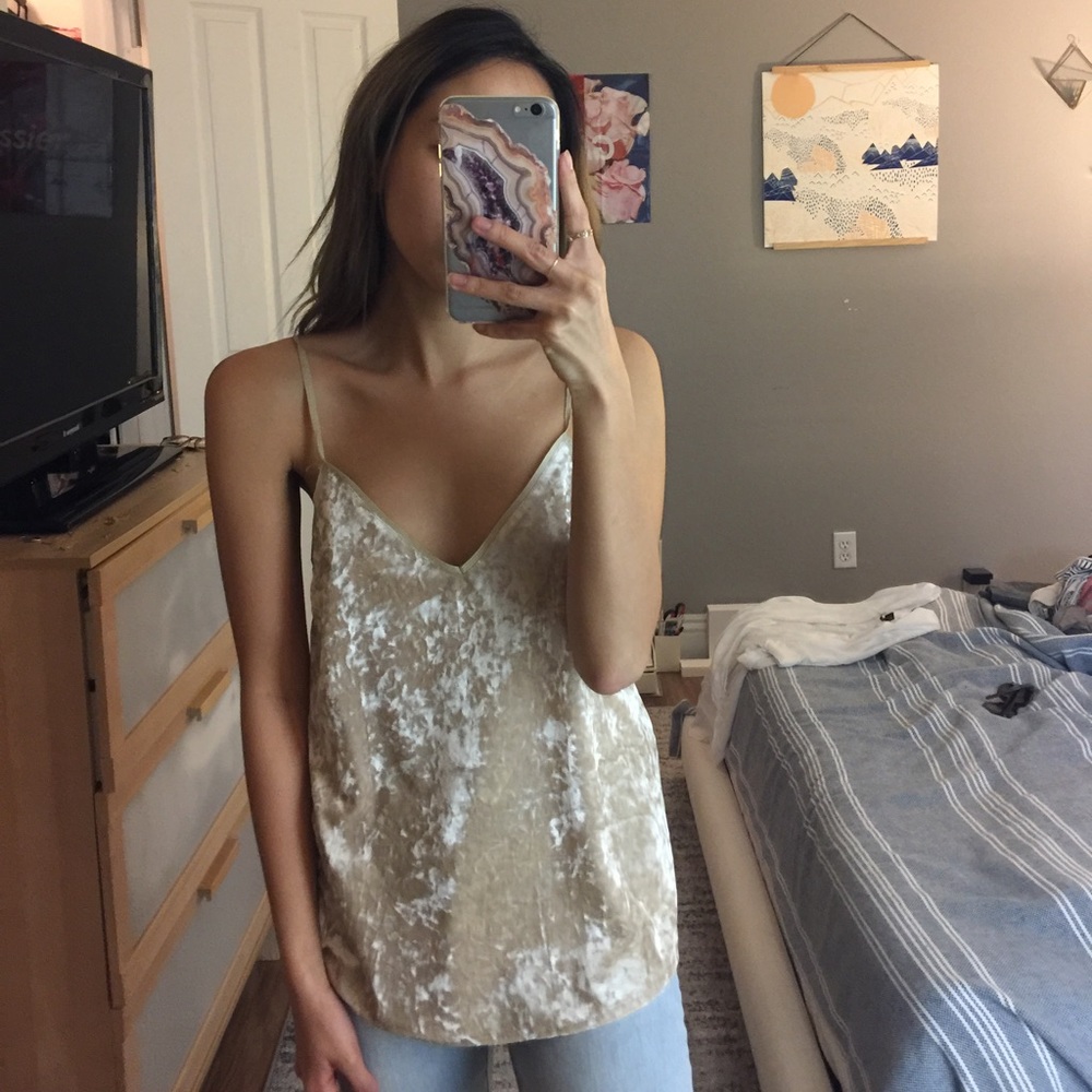 DANCE AND MARVEL Peach Velvet Tank