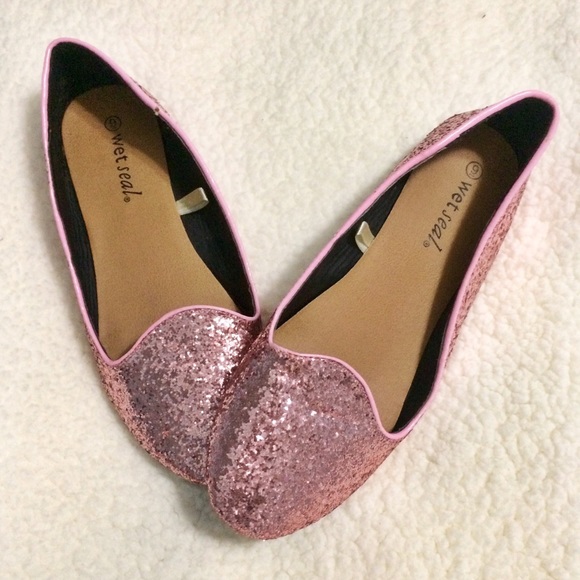 Pink Glitter Flats ♡ WetSeal