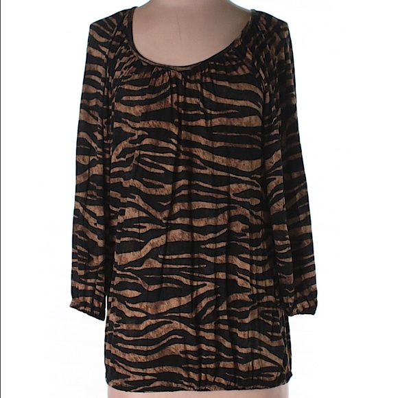 MICHAEL Michael Kors XS zebra print 3/4 sleeve top