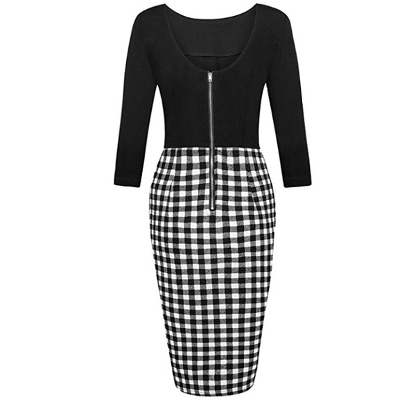 HP 1/23Work Checker Pencil ✏️ Stretch Dress - Picture 2 of 3