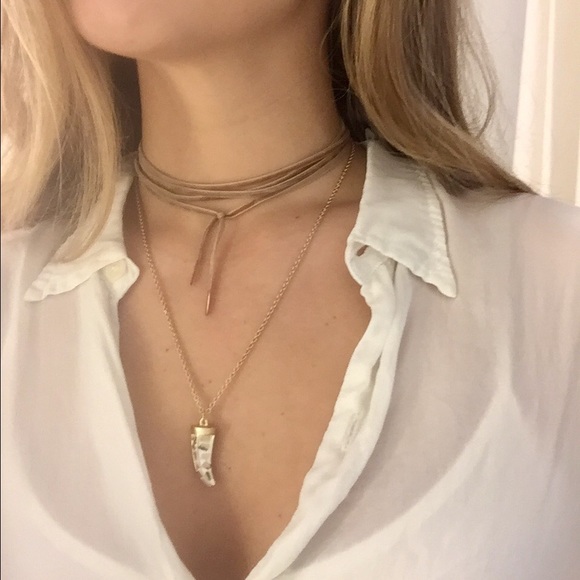 NWT Suede choker necklace with gold tipped ends