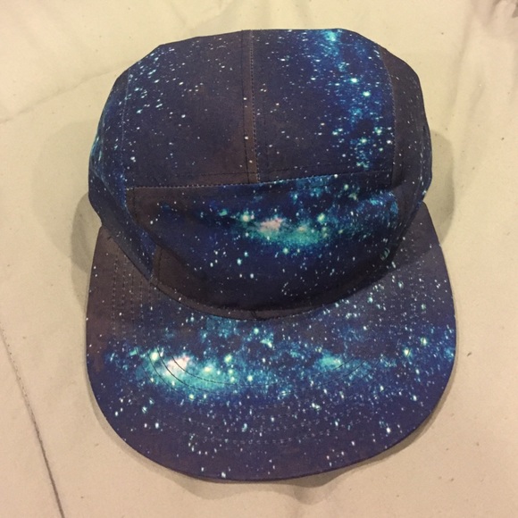 Blue galaxy print 5 panel hat