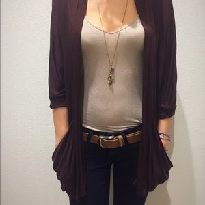 Trendy Rich Brown Open Cardigan