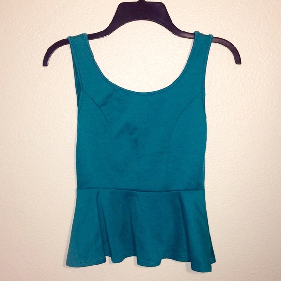 Teal Peplum Tank Top