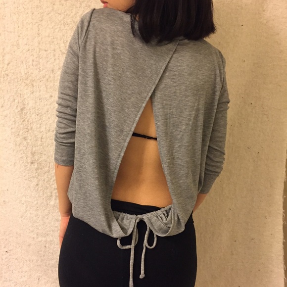 Grey Open Back Tie top