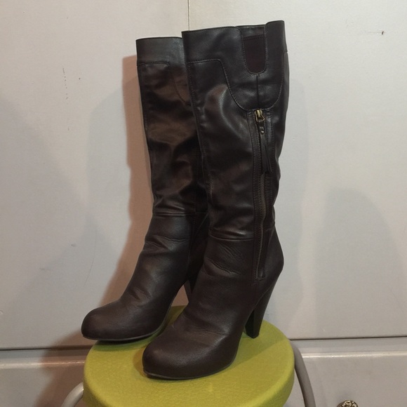 UNLISTED brown heeled knee high boots