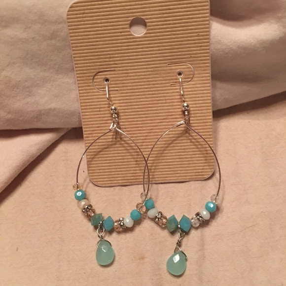 Blues hoops dangle bling earrings NWT