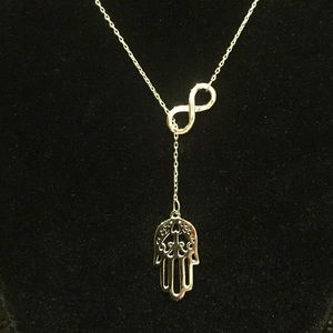 💗STERLING HAMSA HAND OF GOD INFINITY NECKLACE 💖