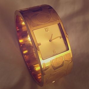 Women's Large Gold Bangle Coach Watch