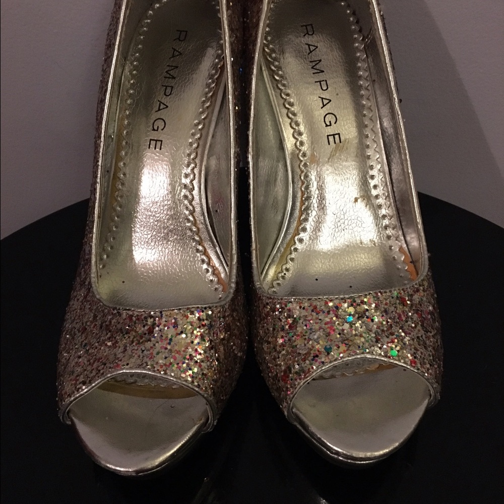 Rampage Glitter "Gracee" Peep Toe Platform Heels - Picture 3 of 8