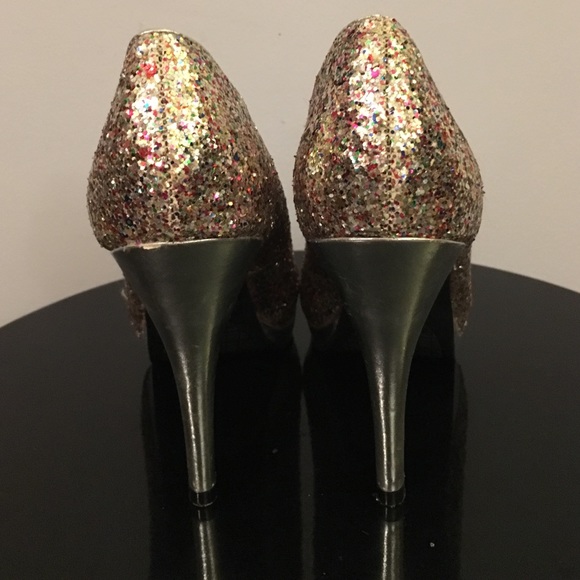 Rampage Glitter "Gracee" Peep Toe Platform Heels - Picture 4 of 8