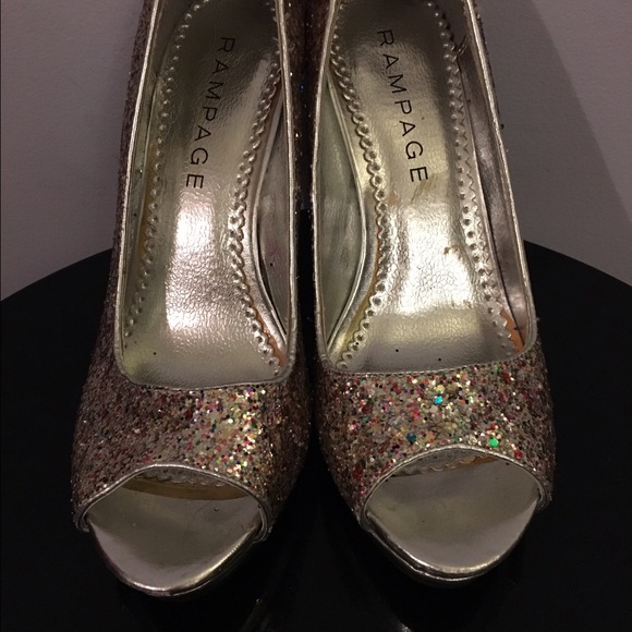 Rampage Glitter "Gracee" Peep Toe Platform Heels - Picture 3 of 8