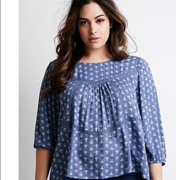 Forever 21. Plus size floral print peasant top.
