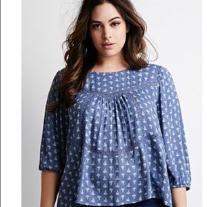 Forever 21. Plus size floral print peasant top.