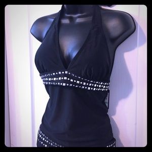 Size medium Tankini Top with bling accent NWT